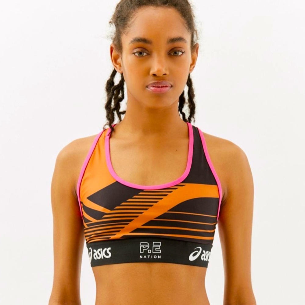 P.E. Nation X Asics Sequence Sports Bra, Color: Black Multi, Size: Medium